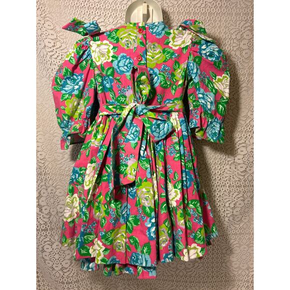 Vintage 80’s Little Star Rockabilly, Floral Tea Party Dress, Puffy Sleeves, 4T - Picture 6 of 9